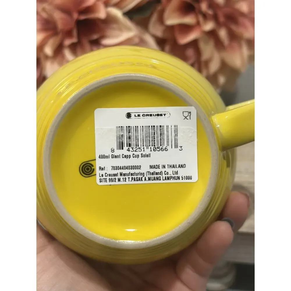 Le Creuset Stoneware Giant Cappuccino Cups Coffee Mugs Set of 2 ~ SOLEIL Yellow